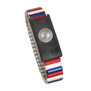Desco 09201 - Wrist Strap Only, Adjustable, 4mm Stud, MagSnap, Red/White/Blue, Metal