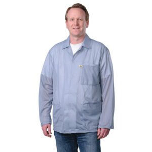 Desco 73891 - Statshield Static Dissipative Jacket with Snap Cuffs, Grey, Small