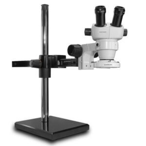 Scienscope ELZ-PK5-E1 - Binocular Microscope with Gliding Arm Boom Stand and LED Ring Light