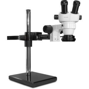 Scienscope ELZ-PK5-R3 - Binocular Microscope with Gliding Arm Boom Stand and LED Ring Light/Polarizer