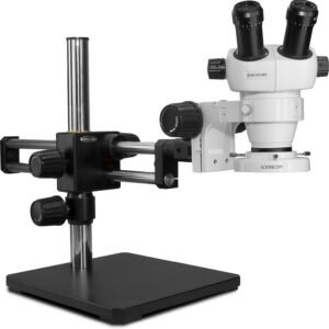 Scienscope ELZ-PK5D-E1 - Binocular Microscope with Dual Arm Boom Stand and LED Ring Light