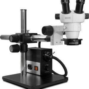 Scienscope ELZ-PK5S-AN - Binocular Microscope with Boom Stand, LED Fiber Optic Illuminator and Ring Light