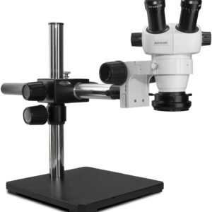 Scienscope ELZ-PK5S-R3E - Binocular Microscope with Single Arm Boom Stand and LED Ring Light