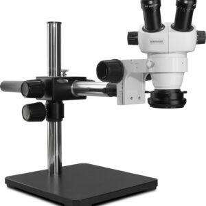 Scienscope ELZ-PK5S-R3 - Binocular Microscope with Single Arm Boom Stand and LED Ring Light/Polarizer