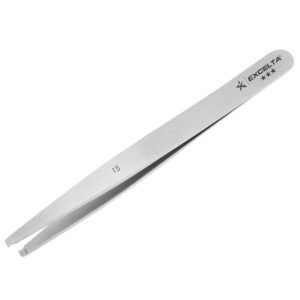 Excelta 15 - Tweezers, 3-Star Cutting, Transverse End, Carbon Steel, 4.5"