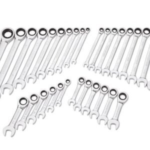 GEARWRENCH 39327 - Ratcheting Wrench Set, SAE/Metric, Standard/Stubby, 72-Tooth, 12 Point, 32 Pieces