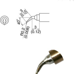 Hakko T30-J - T30 Series Soldering Tip; Bent Conical, R 0.2mm / 40° angle x 3mm