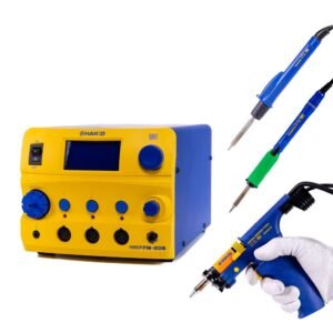 Hakko FM206-DSA 3-Port Rework Station, w/ FM-2024 Desoldering Gun, FM-2029 Hot Air Pencil, FM-2027