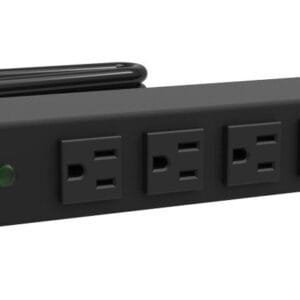 Hammond 1582T6B1BK 15A 6 Rack Mount Outlet Strip, 15 ft. cord - Outlets Front - Black