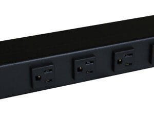 Hammond 1582T8C1BK 15A 8 Rack Mount Outlet Strip, 6 ft. cord - T Lock - Outlets Front - Black