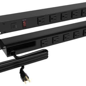 Hammond 1583T8C1BK 15A 8 Rack Mount Outlet Strip, 6 ft. cord - T Lock - Outlets Back - Black