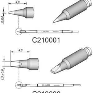 JBC C210 TIP KIT - C210 Tip Kit - with C210001 (conical, 0.3) and C210008 (chisel, 1.3mm)
