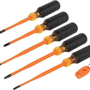 Klein Tools 33736INS - Screwdriver Set, 1000V Slim-Tip Insulated and Magnetizer, 6-Piece