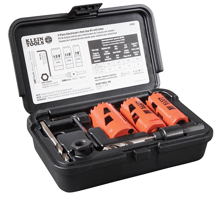 Klein_32905_Electricians_Hole_Saw_Kit_with_Arbor_3-Piece