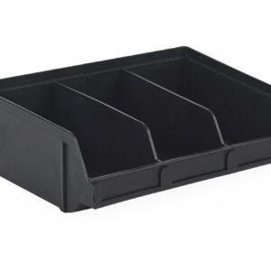 Lewis Bins PB22XXL - ESD-Safe Part Bins w/Divider, 6.6"L x 8.8"W x 2.9"H, Black