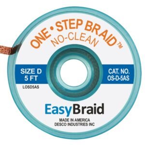 Easy Braid OS-D-5AS Solder Wick, No-Clean, 0.100"x5 ft, Size D, Blue Label, 25/Pkg