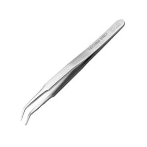 Techni-Pro 758TW003 - 4.5" SMD Tweezers, Style SM111, Anti-Acid/Anti-Magnetic, Stainless Steel, Curved, Grooved