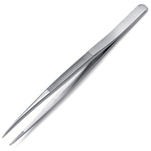 Techni-Pro 10063003 - 4.3" Industrial Tweezers, Style 120, Anti-Acid/Anti-Magnetic Stainless Steel, Fine Beveled Strong Tip