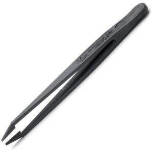 Techni-Pro 10063009 - 4.53" Full Plastic Tweezers, Carbon Fiber, Very Fine, Short, Flat, ESD Safe