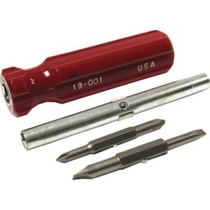 Techni-Pro 19-001 - Screwdriver, 6-in-1, Double-Ended Phillps, Slotted Bits, Nutdriver Shaft