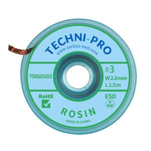 Techni-Pro 758SO103 - Desoldering Braid, Rosin, 0.08"x5ft, Size #3, Green Label