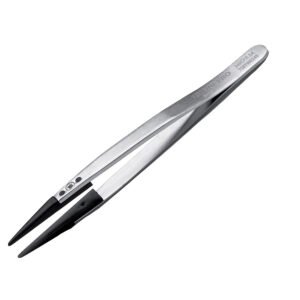 Techni-Pro 758TW0249 - 5.1" ESD Plastic Tip Tweezers, Style 249, Carbon Fiber Tips A249CF, Thick