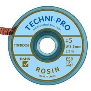 Techni-Pro TNP100057 - Solder Wick, Rosin, 0.145"x10 ft, Size #5, Brown Label