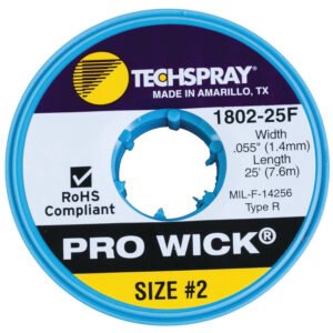 Techspray 1802-25F - Desoldering Braid, Pro Wick, Type R Rosin, 0.055"x25 ft, Size #2, Yellow