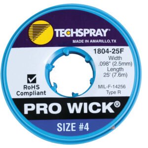 Techspray 1804-25F - Desoldering Braid, Pro Wick, Type R Rosin, 0.100"x25 ft, Size #4