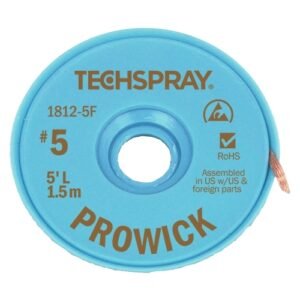 Techspray 1812-5F - Desoldering Braid, Pro Wick, Type R Rosin, 0.130"x5 ft, Size #5