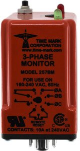 Time Mark 257BM - 3-Phase Monitor, Manual Reset, 208/240VAC, Red, 160-240VAC, 60Hz, 2.4W