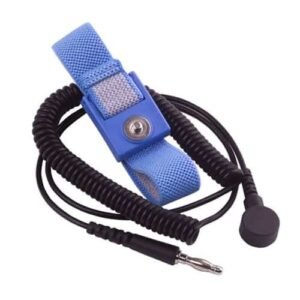 Transforming Technologies WB1643 - Wrist Strap Set, 12' Coil Cord, 4mm Snap, Blue Fabric Band