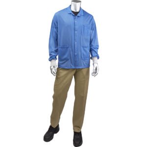 Uniform Technology Short ESD Sheer Labcoat, NASA Blue, Cuff, XS - 5XL