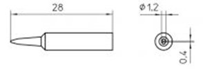 Weller_XNTK_-_XNT_Series_Soldering_Tip_Back_View_Dimensions