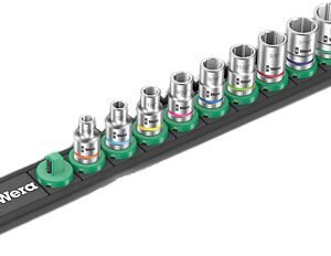Wera Tools 05005420001 - Magnetic Socket Rail A Imperial Zyklop Socket Set, 1/4" Drive, 9pcs