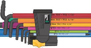 Wera Tools 05022640001 - 950/9 Hex-Plus Multicolour Imperial 2 L-key Set, Imperial, BlackLaser, 9pcs