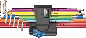 Wera Tools 05022689001 - 3967/9 TX SXL Multicolour HF Stainless 1 L-key Set w/ Holding Function, 9pcs