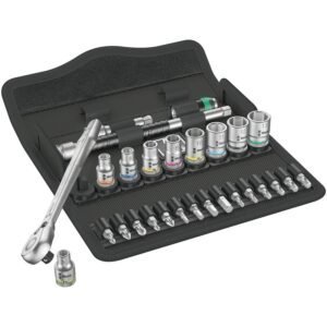 Wera Tools 05004018001 - 8100 SA 8 Zyklop Metal Ratchet Set w/Switch Lever, 1/4" Drive, Metric, 28pcs