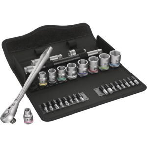 Wera Tools 05004048001 - 8100 SB 8 Zyklop Metal Ratchet Set w/Switch Lever, 3/8" Drive, Metric, 29pcs