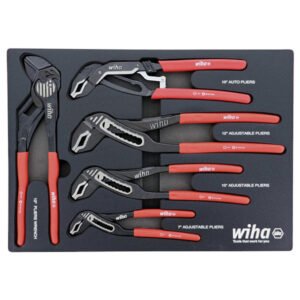 Wiha 34691 - 5 Piece Classic Grip V-jaw Tongue & Groove Pliers Tray Set