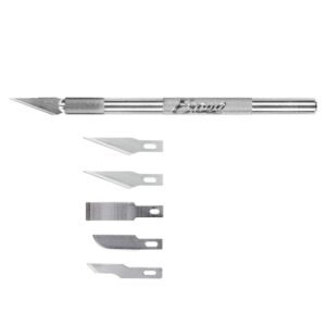 Excel Blades 19001 - K1 Aluminum Craft Knife w/Safety Cap, #11 Blade, 5 Additional Assorted Blades