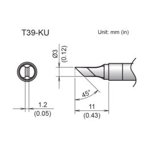 Hakko T39-KU - Knife Tip; 3mm/45 Degrees x 11mm